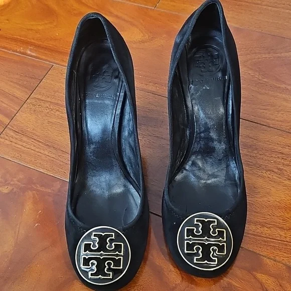 Tory Burch “Maddie” Suede Pumps — Elegant Block Heel Classic Sz 7.5 - Picture 3 of 13
